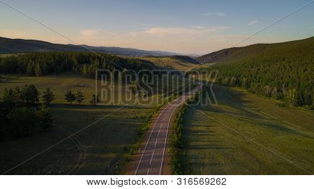 Aerial View Of The Road Of Lake Baikal