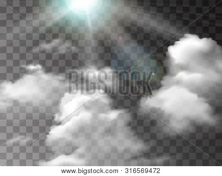 White Fog Texture Isolated On Transparent Background. Steam Special Effect. Realistic Vector Fire Sm