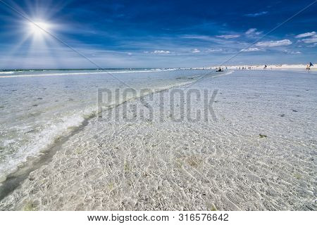 Famous Surfer Beach: Pointe De La Torche In Brittany, Beach Scenery On A Sunny Summer Day In France