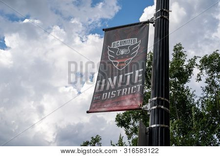 Washington, Dc - August 7, 2019: Flag For The Dc United, A Professional Soccer Team In The District 