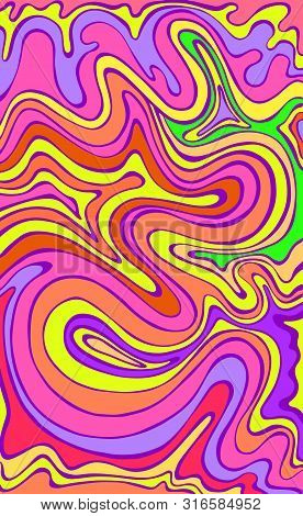 Juicy Summer Psychedelic Colorful Waves. Fantastic Art With Decorative Texture. Surreal Doodle Patte