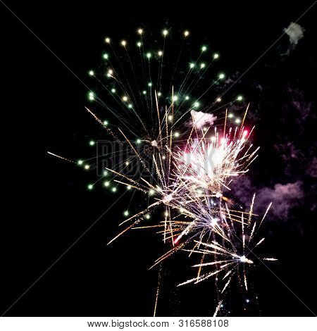 Some Celebration Pyrotechnic Fireworks In The Night
