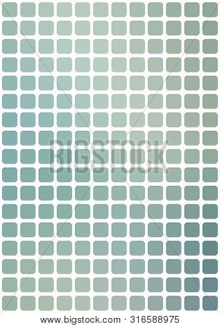 Vector Abstract Light Blueish Mosaic Background With Rounded Square Tiles Over White, Vertical Forma