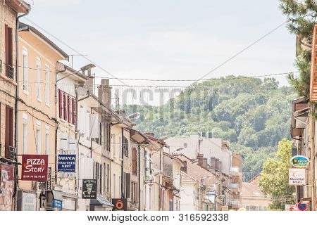 Bourgoin-jallieu, France - July 17, 2019: Old Traditional French Architecture Buildings In A Village