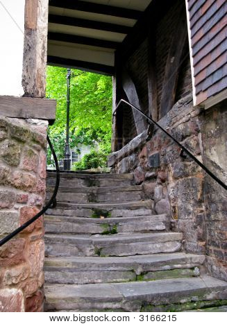 Kamenné schody v Shrewsbury