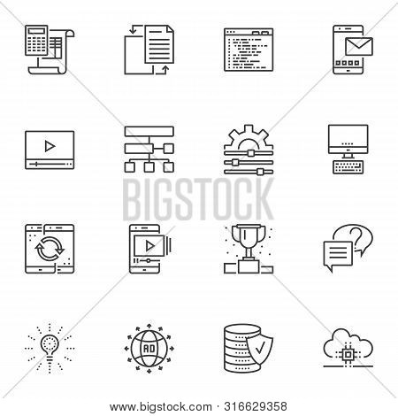 Computer Programming Line Icons Set. Linear Style Symbols Collection, Outline Signs Pack. Vector Gra