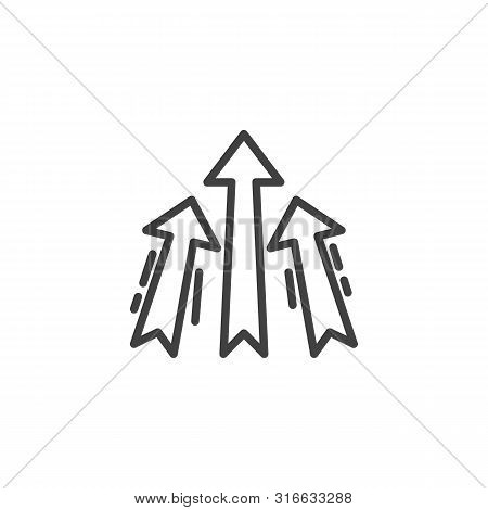 Three Arrows Up Line Icon. Linear Style Sign For Mobile Concept And Web Design. 3 Arrow Outline Vect