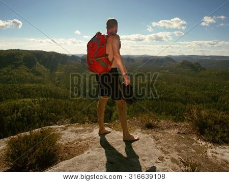 Free Hike In Mountains. Lifestyle Adventure Concept Active Summer Vacations Outdoo