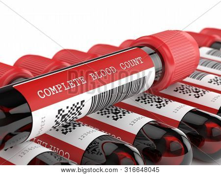 3d Render Of Cbc Blood Tubes Lying On White Table