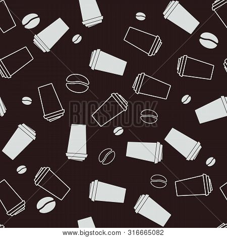 Seamless Pattern With Coffee And Tea Icons. Vector Stock Illustration, Eps 10.