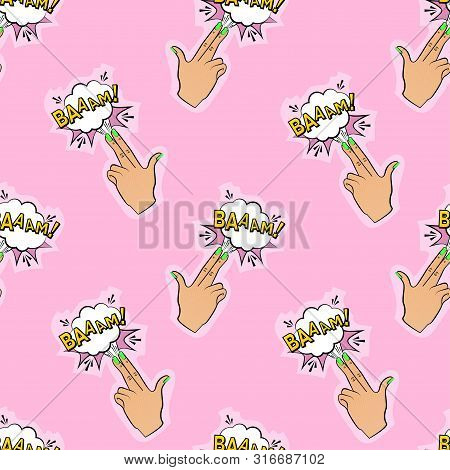 Abstract Seamless Pin Up Pattern For Girls, Boys, Clothes. Creative Vector Pin Up Pattern With Finge