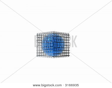 Sfera blu In una gabbia