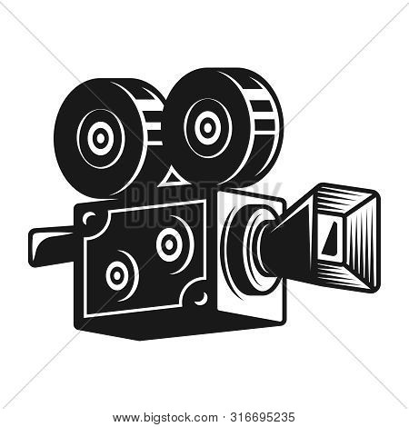 Retro Video Camera Vector Black Object Or Design Element Isolated On White Background