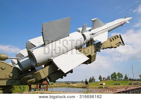 Soviet surface-to-air anti aircraft systems on the military exhibition