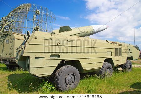 Soviet surface-to-air anti aircraft systems on the military exhibition
