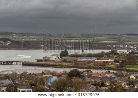 Town Of Pembroke Dock From Top Of Hill, Landscape.