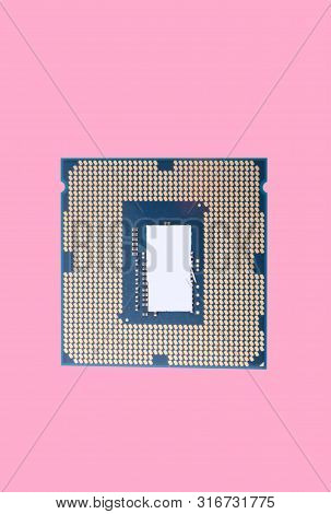 Central Processor Unit Isolated On Pink Background At Dry Sunny Day