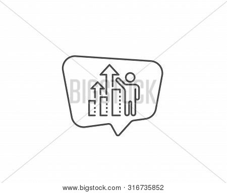 Employee Results Line Icon. Chat Bubble Design. Work Result Sign. Statistics Chart Symbol. Outline C