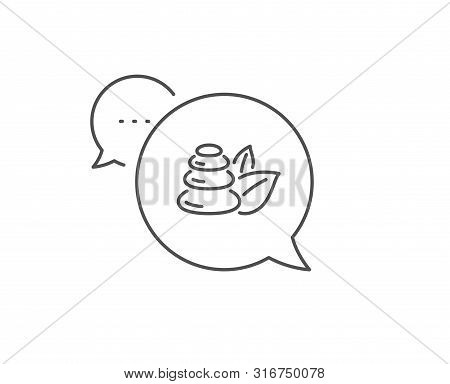 Spa Stones Line Icon. Chat Bubble Design. Bath Resort Sign. Hotel Service Symbol. Outline Concept. T