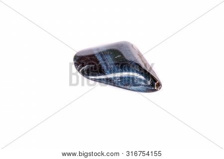 Macro Mineral Stone Falcon Eye On A White Background