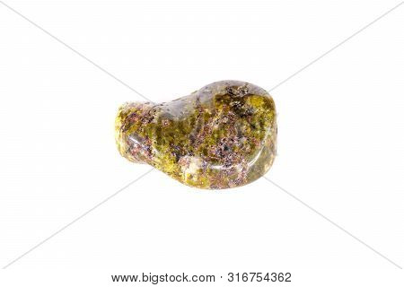Macro Mineral Stone Serpentine On A White Background