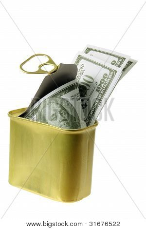 Dollar notities In blikje