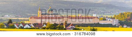 Melk Abbey, German: Stift Melk. Benedictine Abbey Above The Town Of Melk In Lower Austria, Austria
