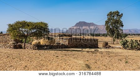 Landscape In Gheralta In Tigray, Northern Ethiopia, Africa. Trip From Axum To Gheralta