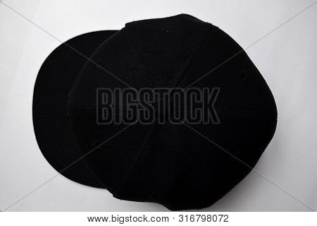 Close Up Baseball Snap Back Cap Color Black Isolated On A White Background