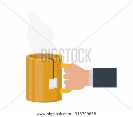 Hand With Cup Of Coffee With White Background Vector Illustration Design