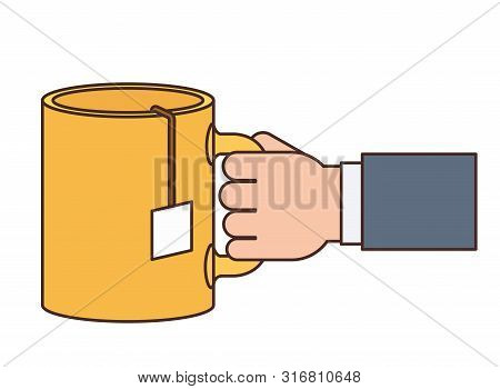 Hand With Cup Of Coffee With White Background Vector Illustration Design