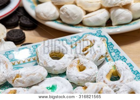 Rich, But A Lot Of Sugar On This Table Of Sweets And Natural Orange Juice