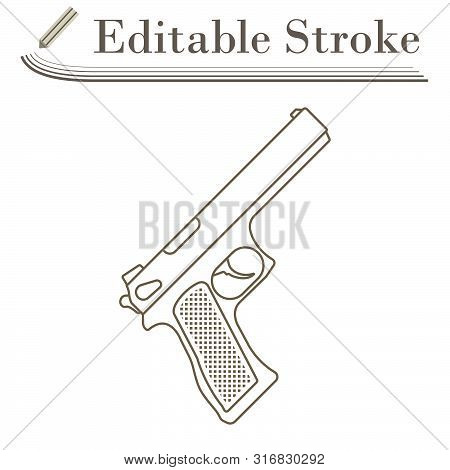 Gun Icon. Editable Stroke Simple Design. Vector Illustration.