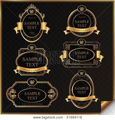 Black gold-framed labels