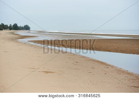 Scene Of Pranburi Beach In Cloidy Day