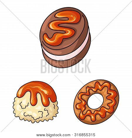 Vector Illustration Of Dessert And Sweet Logo. Set Of Dessert And Food Stock Vector Illustration.