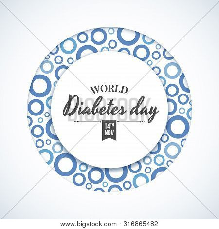 World Diabetes Day Banner - Circle Ring Frame With Abstract Blue Circle Rigns Texture Vector Design