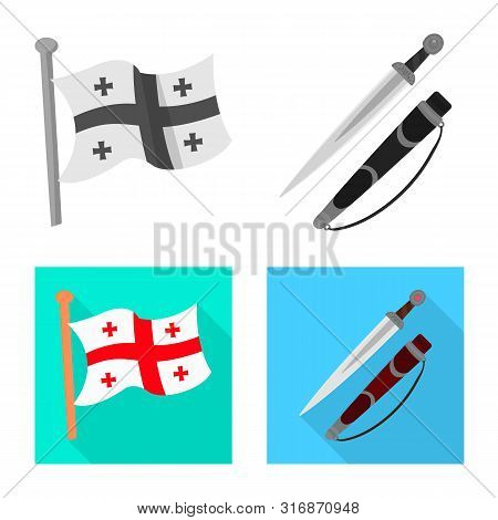 Vector Illustration Of Culture And Sightseeing Sign. Set Of Culture And Originality Vector Icon For 