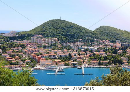 Panoramic View Of Dubrovnik With The Harbor, Croatia, Europe