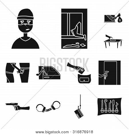 Isolated Object Of Robber And Villain Icon. Set Of Robber And Police Vector Icon For Stock.