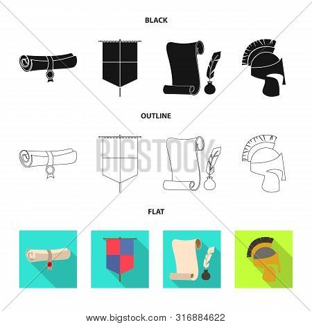 Vector Design Of Old And Culture Symbol. Set Of Old And Renaissance Stock Symbol For Web.