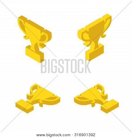 Gold Cup Winner. Icon. Set. Different Position, View. Isometry
