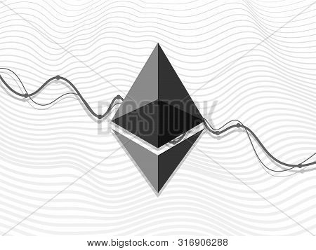 Etheric Sign On Descending Chart. Electronic Money. Financial Banking Symbol. Crypto Currency Icon