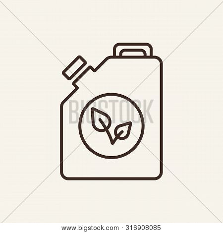 Eco Fuel Line Icon. Oilcan, Ecology, Gasoline. Eco Technology Concept. Vector Illustration Can Be Us