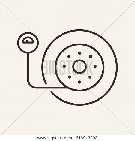 Tire Pressure Line Icon. Check Up, Repairment, Wheel. Car Repair Concept. Vector Illustration Can Be
