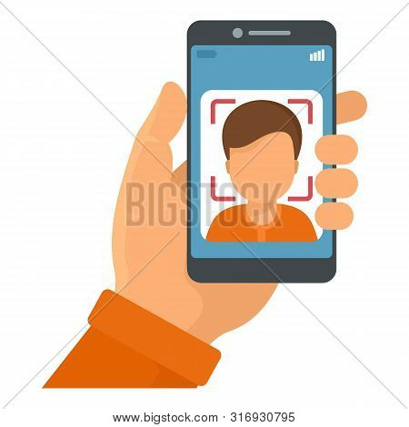 Smartphone Face Recognition Icon. Flat Illustration Of Smartphone Face Recognition Vector Icon For W