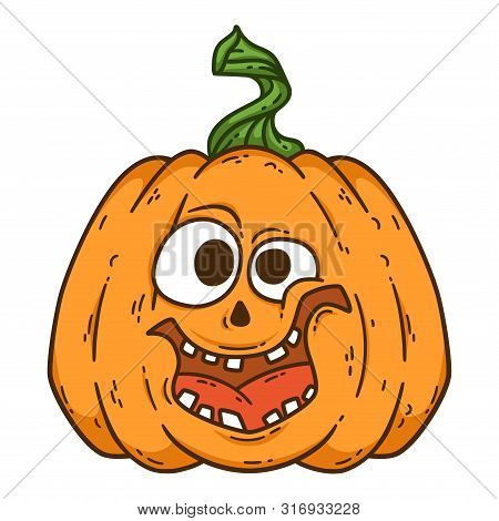 Halloween Smiling Pumpkin. Pumpkinhead Jack. Vector Illustration Isolated On White Background. Use F