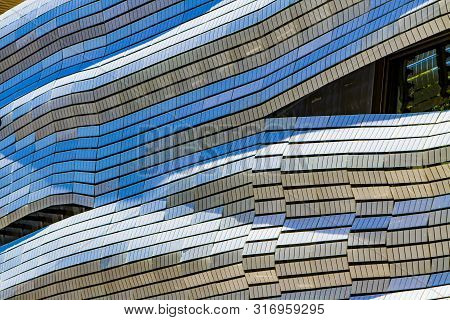 Nimes, France - April 29, 2019: Detail Of A Roman Museum Nimes, France. Museum Was Designed By Eliza