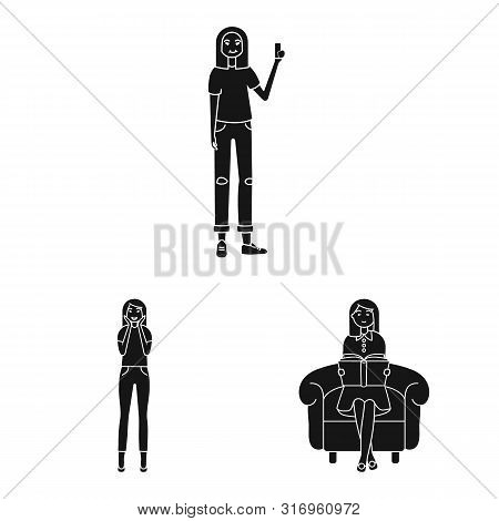 Vector Design Of Emotions And Female Sign. Collection Of Emotions And Body Stock Vector Illustration