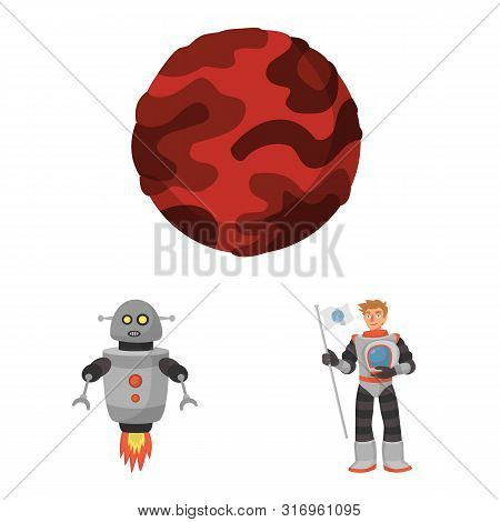 Vector Design Of Space And Galaxy Sign. Collection Of Space And Travels Stock Vector Illustration.